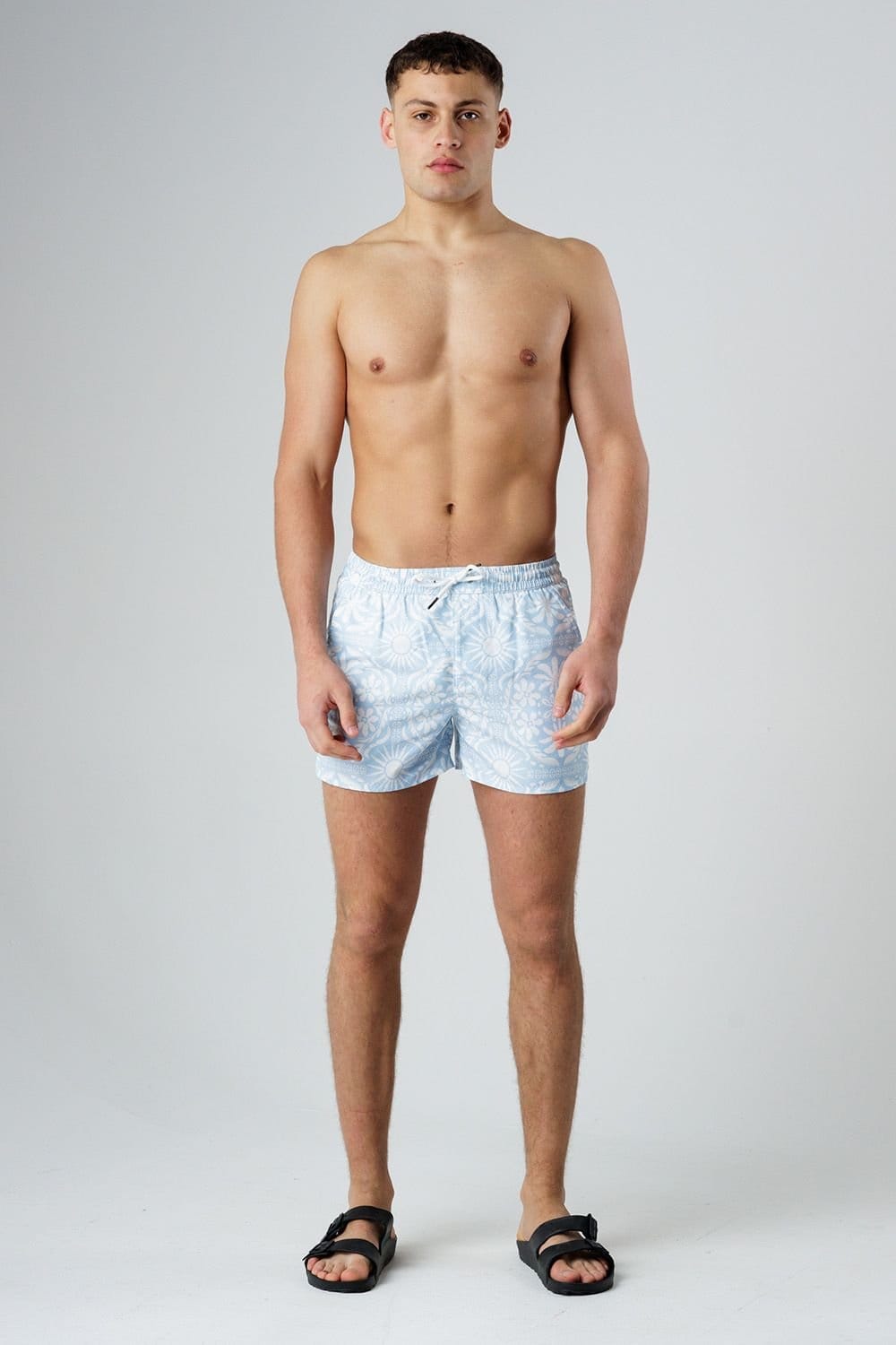 Influence Influence Men's Elasticated Bohemian Print Swim Shorts in Light Blue - 4