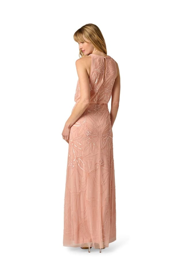 Adrianna Papell Adrianna Papell Women's Bead Blouson Long Dress in Pink - 3