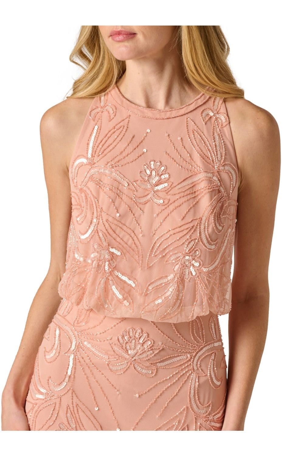 Adrianna Papell Adrianna Papell Women's Bead Blouson Long Dress in Pink - 4