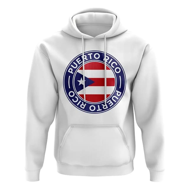 Puerto Rico Puerto Rico Men's Personalised Football Badge Hoodie in White - 2