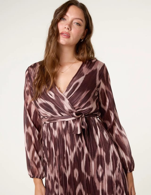Blue Vanilla Crossover Metallic Pleated Dress - 2