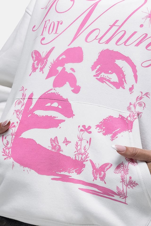 Good For Nothing Good For Nothing Women's Contrast Print Relaxed Hoodie in White - 3