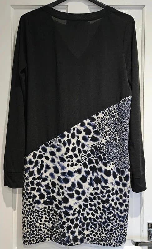 Next Next Black & Animal Print Tunic Top – Size 12