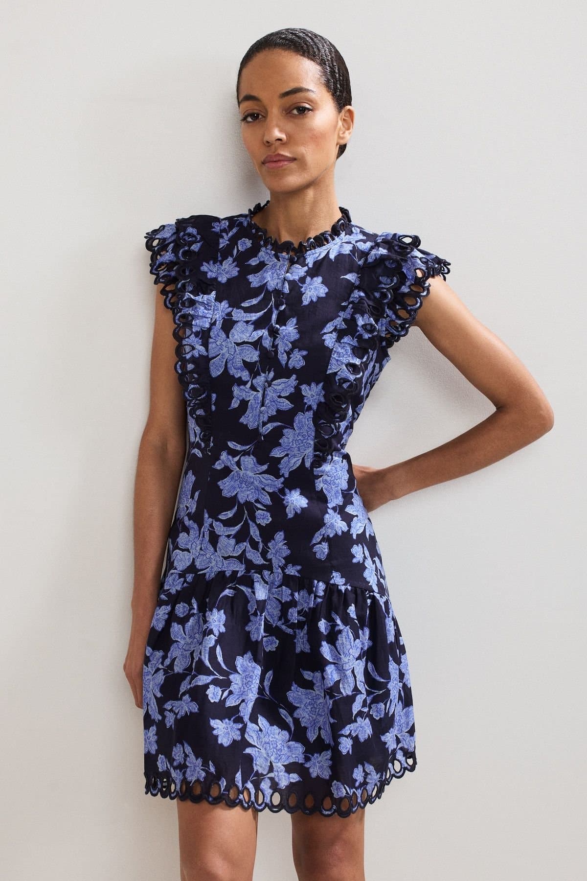 Phase Eight Phase Eight Women's Caraline Mini Floral Dress in Dark Pink