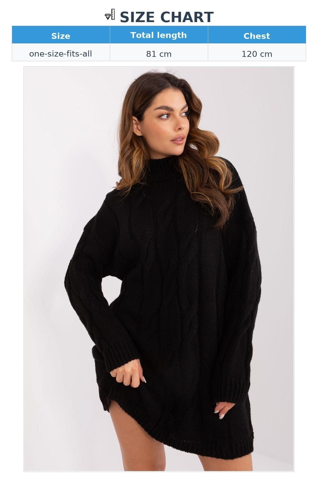 Love Lace Love Lace Women's Ribbed Variegated Turtleneck Long Sleeve Dress in Black - 4