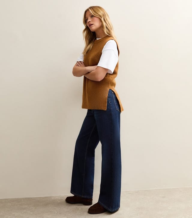 New Look Women's Tan Ribbed Crew Neck Vest New Look - 3