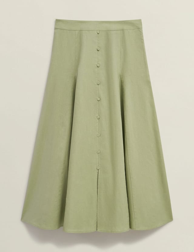 Hobbs London Hobbs London Women's Emberlynn Linen Blend Midi Skirt in Pale Green - 2