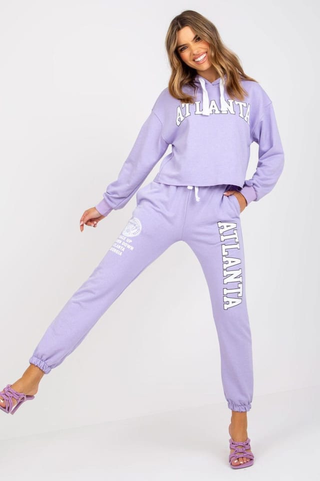 Love Lace Love Lace Women's Hooded Sweatshirt & High Waist Pants Set in Violet - 3