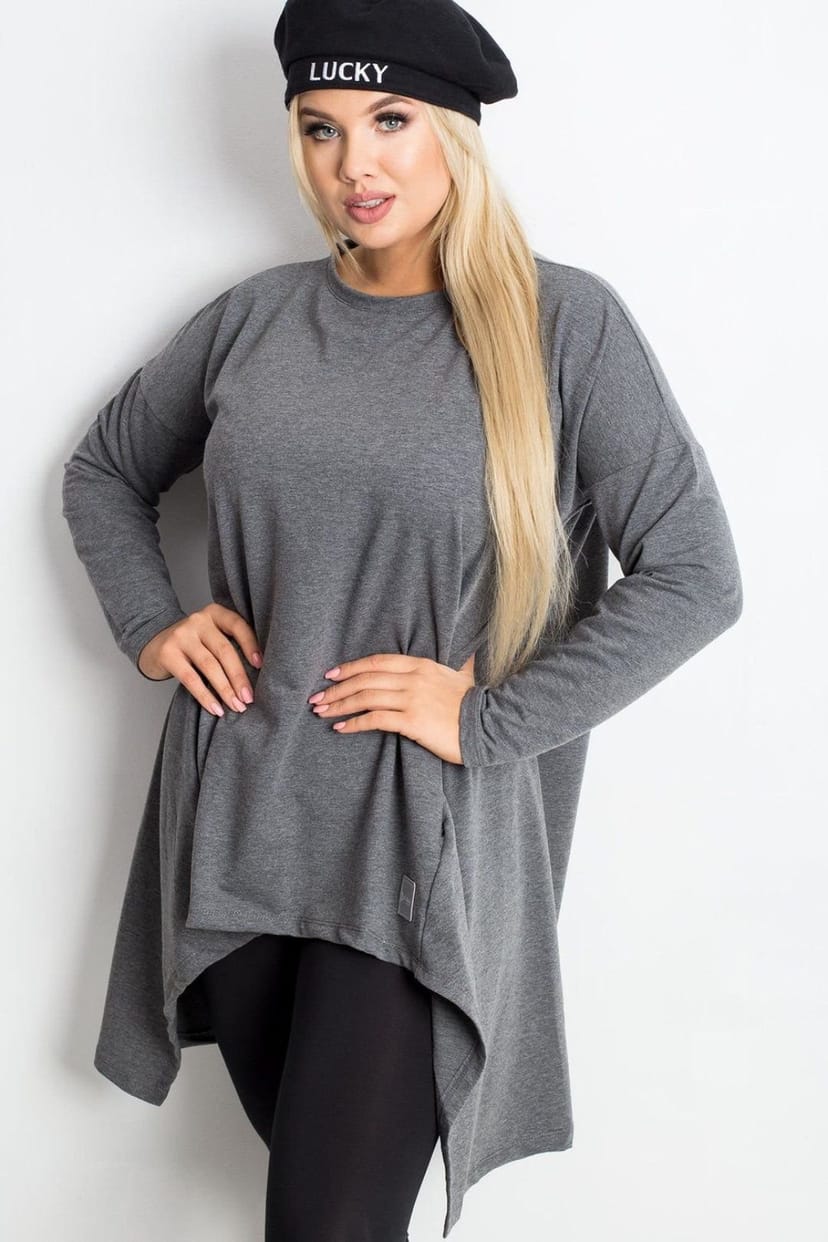 Love Lace Love Lace Women's Plus Size Tunic Asymmetrical Long Sleeve in Grey - 1