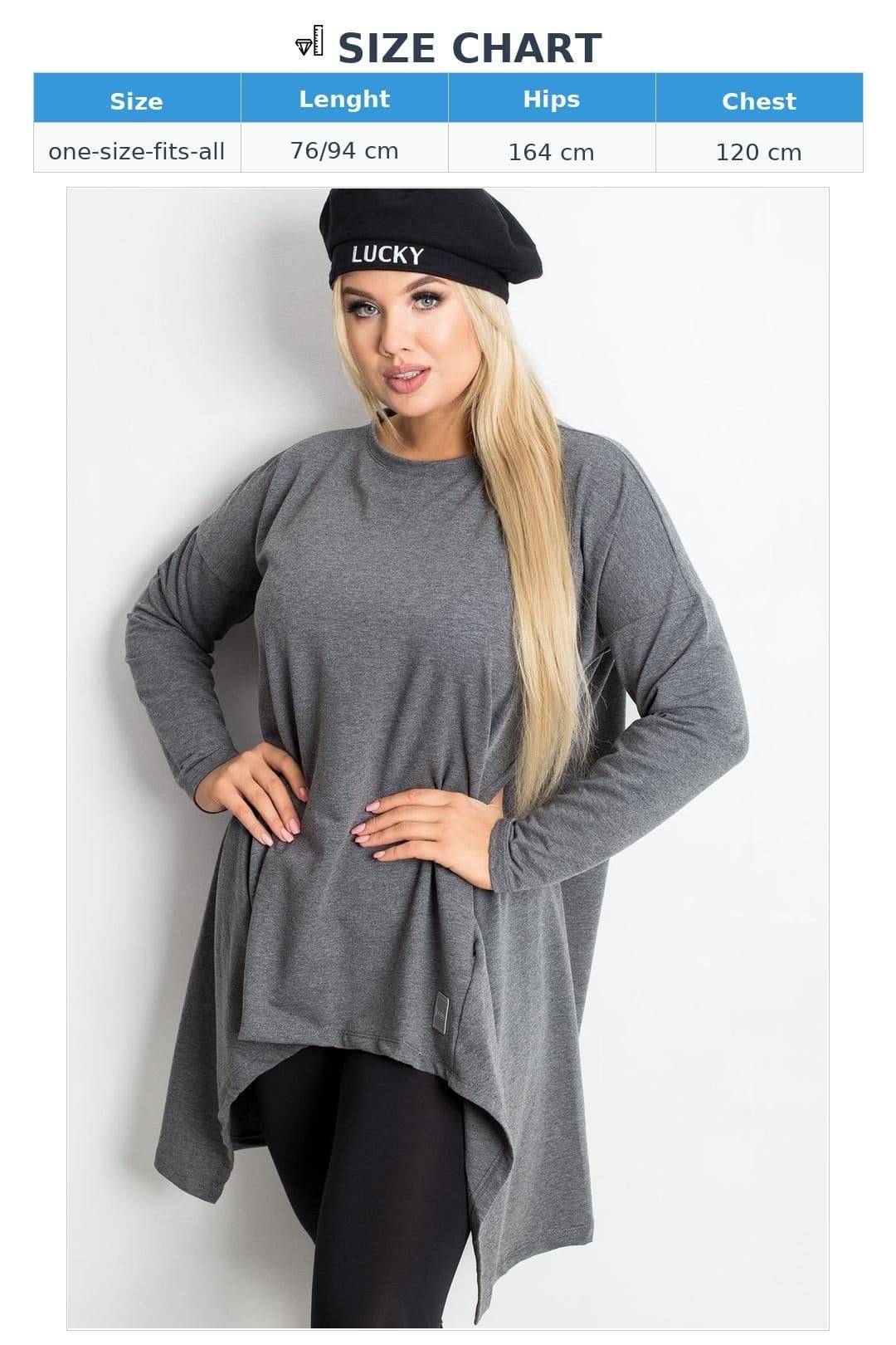 Love Lace Love Lace Women's Plus Size Tunic Asymmetrical Long Sleeve in Grey - 4