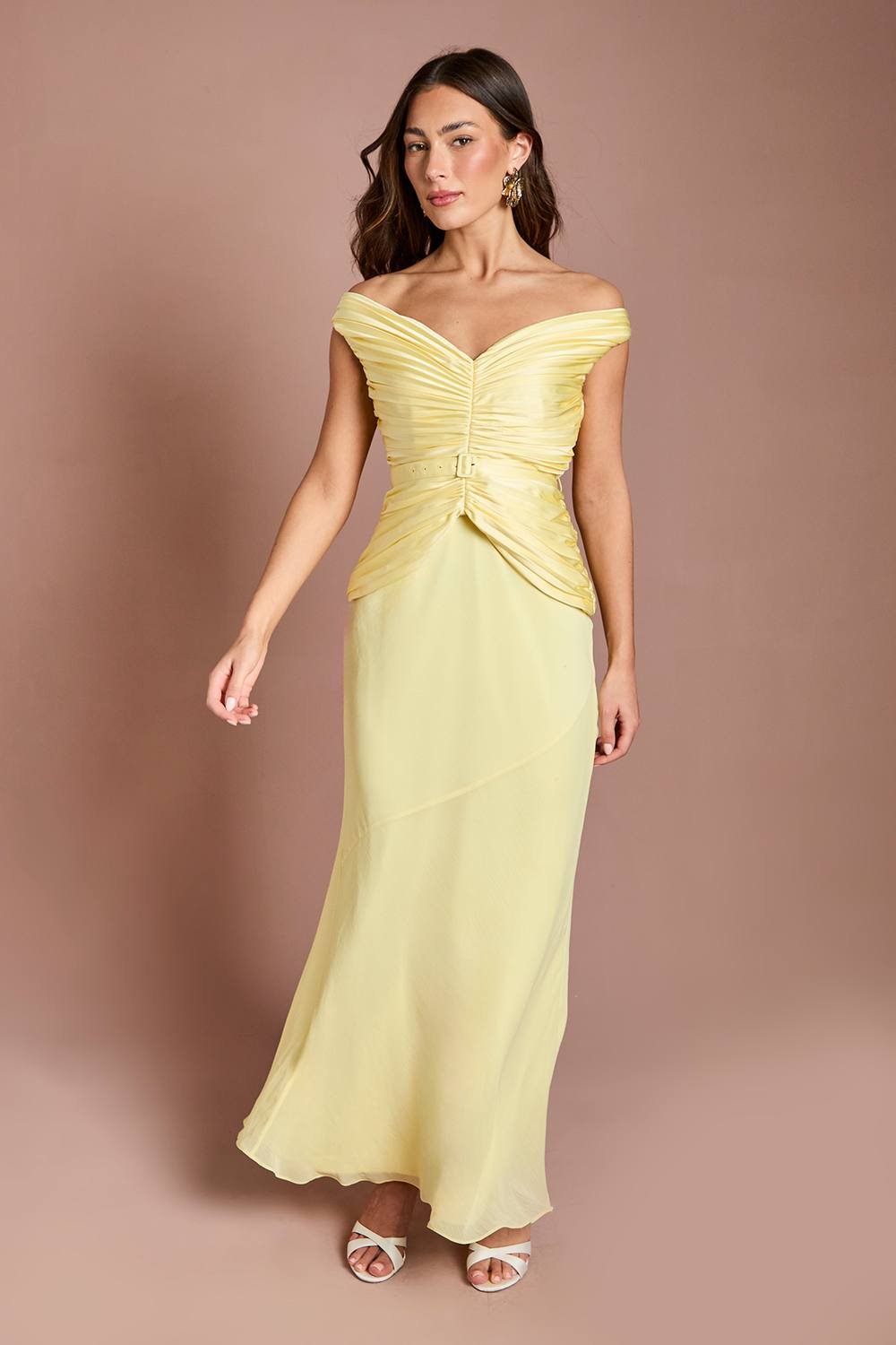 Coast Coast Women's Pleated Bodice Fishtail Maxi Dress in Yellow - 2