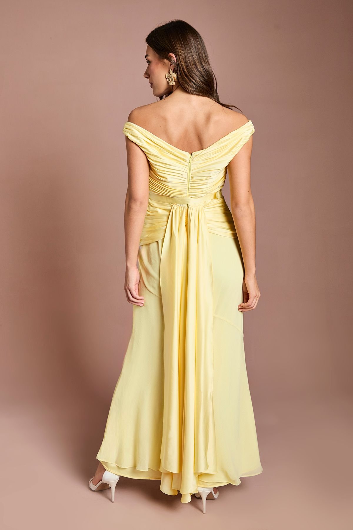 Coast Coast Women's Pleated Bodice Fishtail Maxi Dress in Yellow - 3