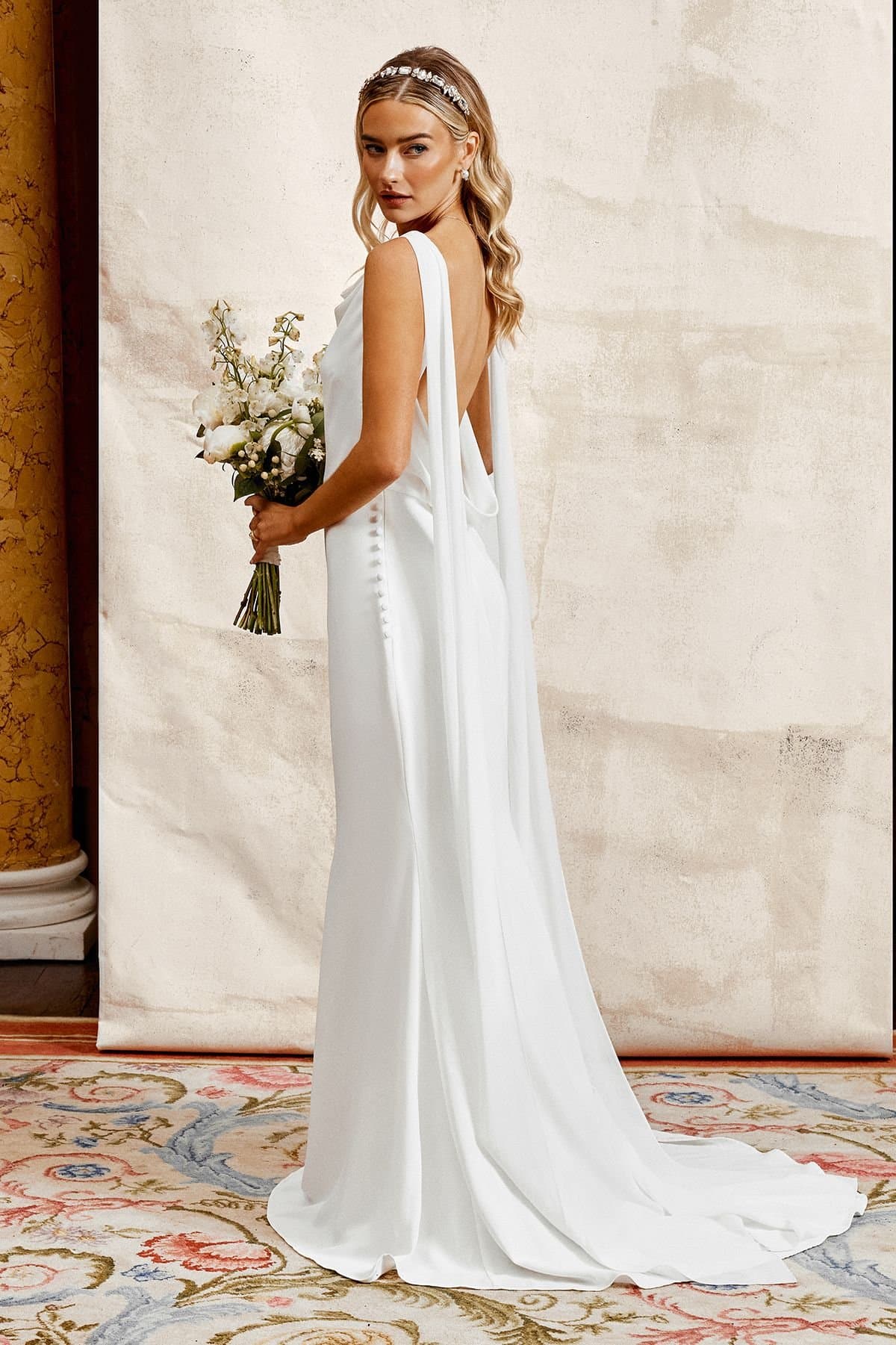 Coast Coast Ivory Chiffon Cowl Back Wedding Dress