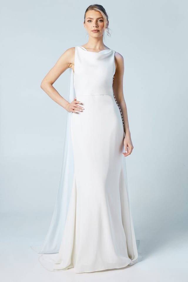 Coast Coast Women's Honoured Chiffon Cowl Back Detail Wedding Dress in Ivory - 2