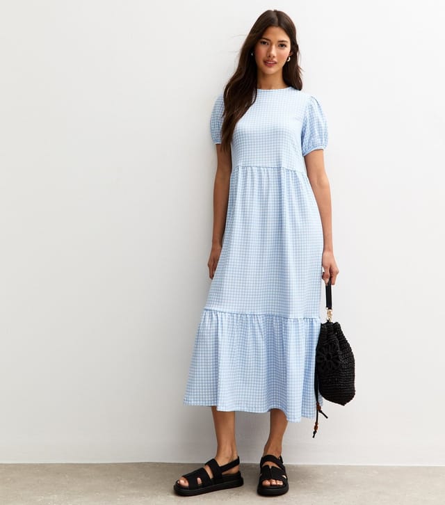 New Look Women's Blue Gingham Bow Back Midi Dress New Look - 3