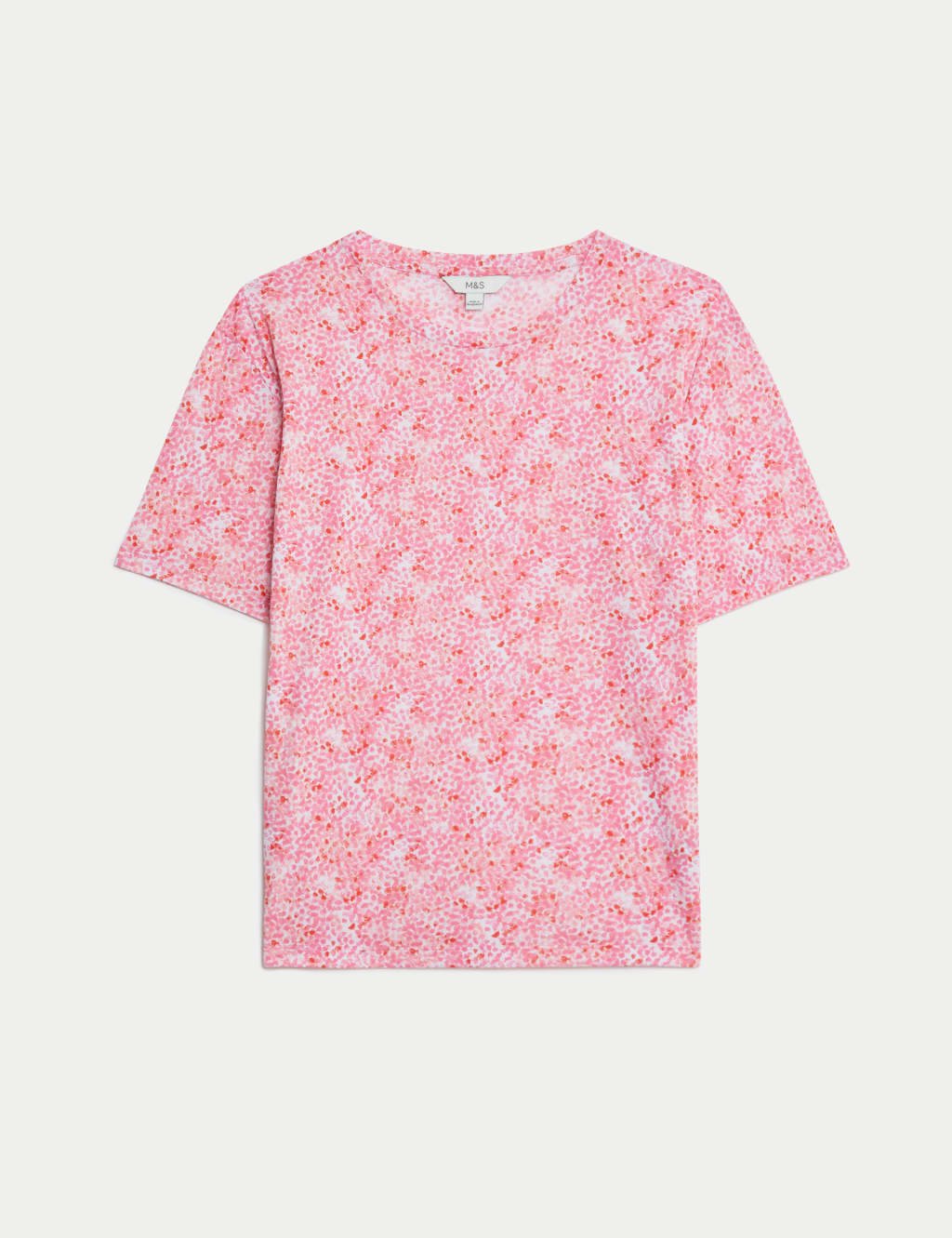 Marks & Spencer M&S Printed Relaxed T-Shirt Pink Mix - 2