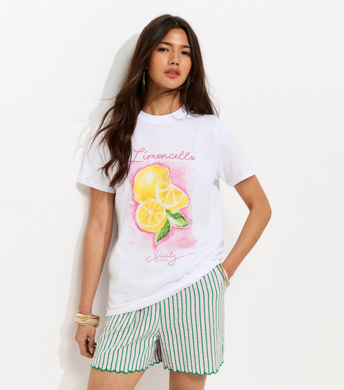 New Look Women's White Cotton Limoncello Print Relaxed T-Shirt New Look - 1