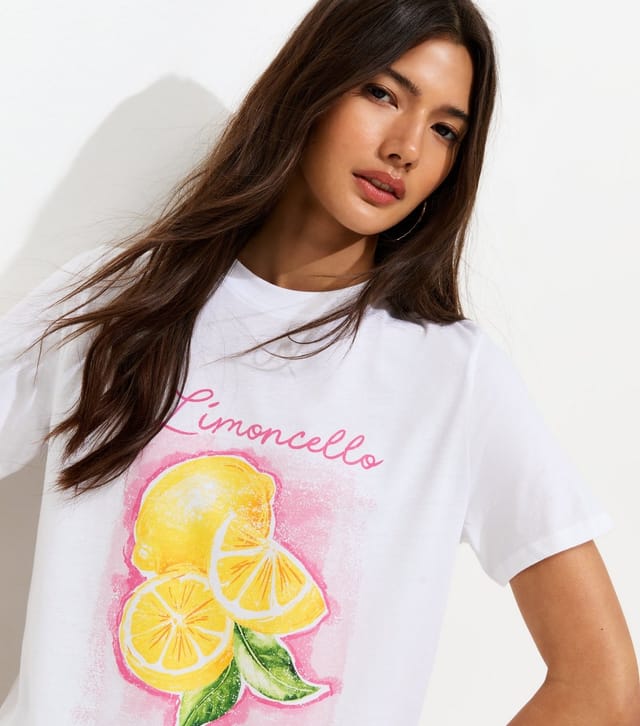 New Look Women's White Cotton Limoncello Print Relaxed T-Shirt New Look - 2