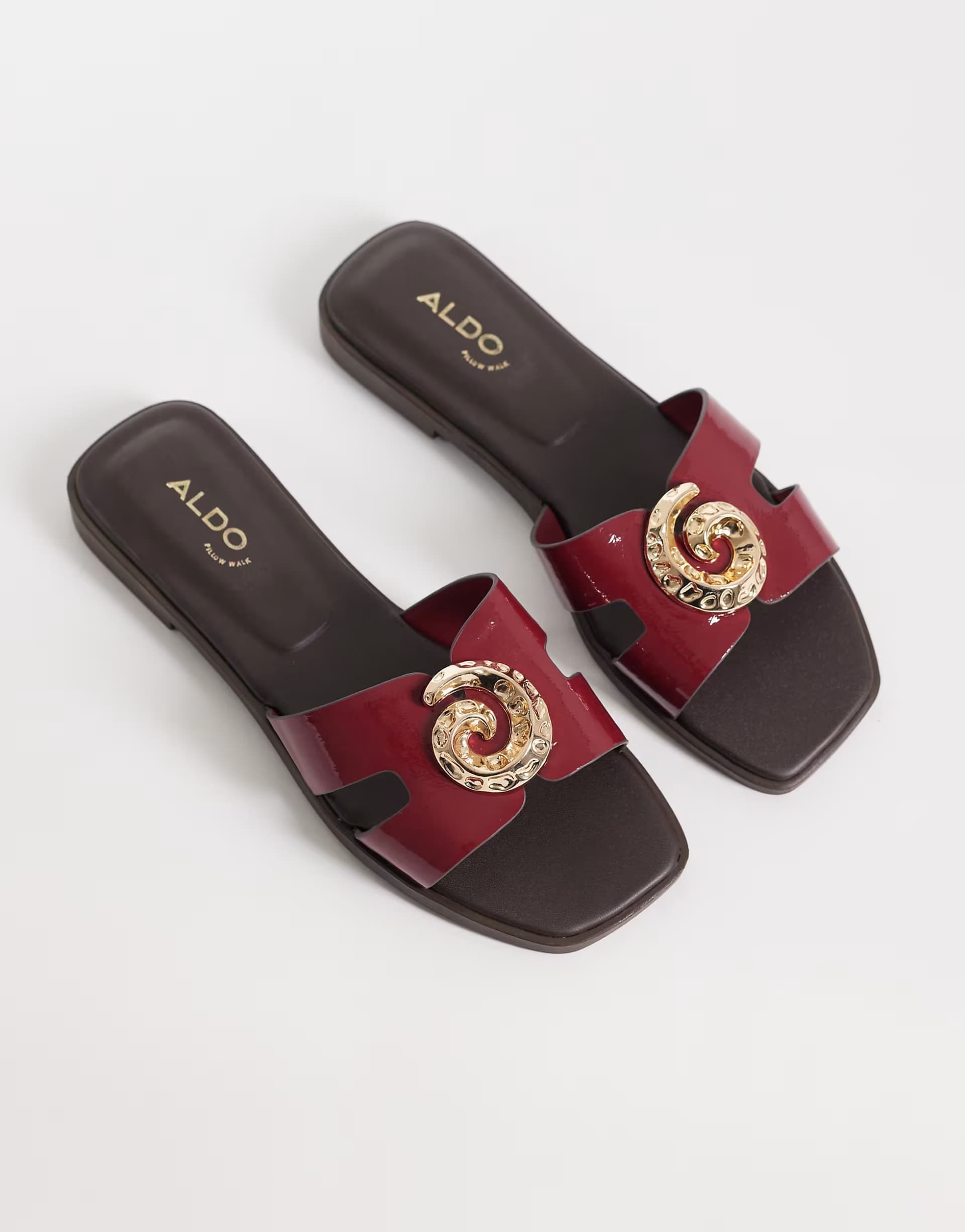 ASOS Aldo Khali flat sandal with embellishment in burgundy