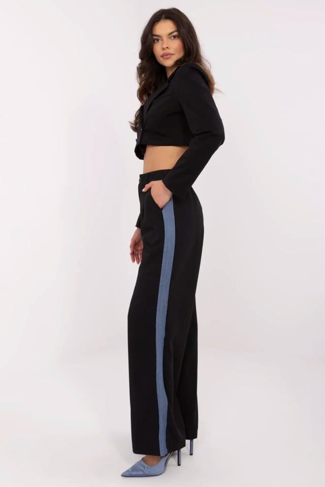 Love Lace Love Lace Women's High Waist Wide Leg Elastic Trousers Style 211178 in Black - 2