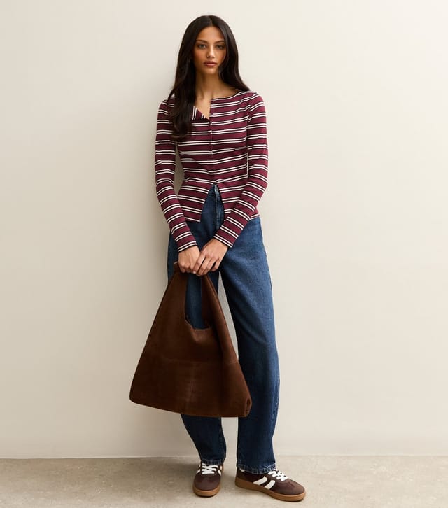 New Look Women's Red Striped Crew Neck Cardigan New Look - 3