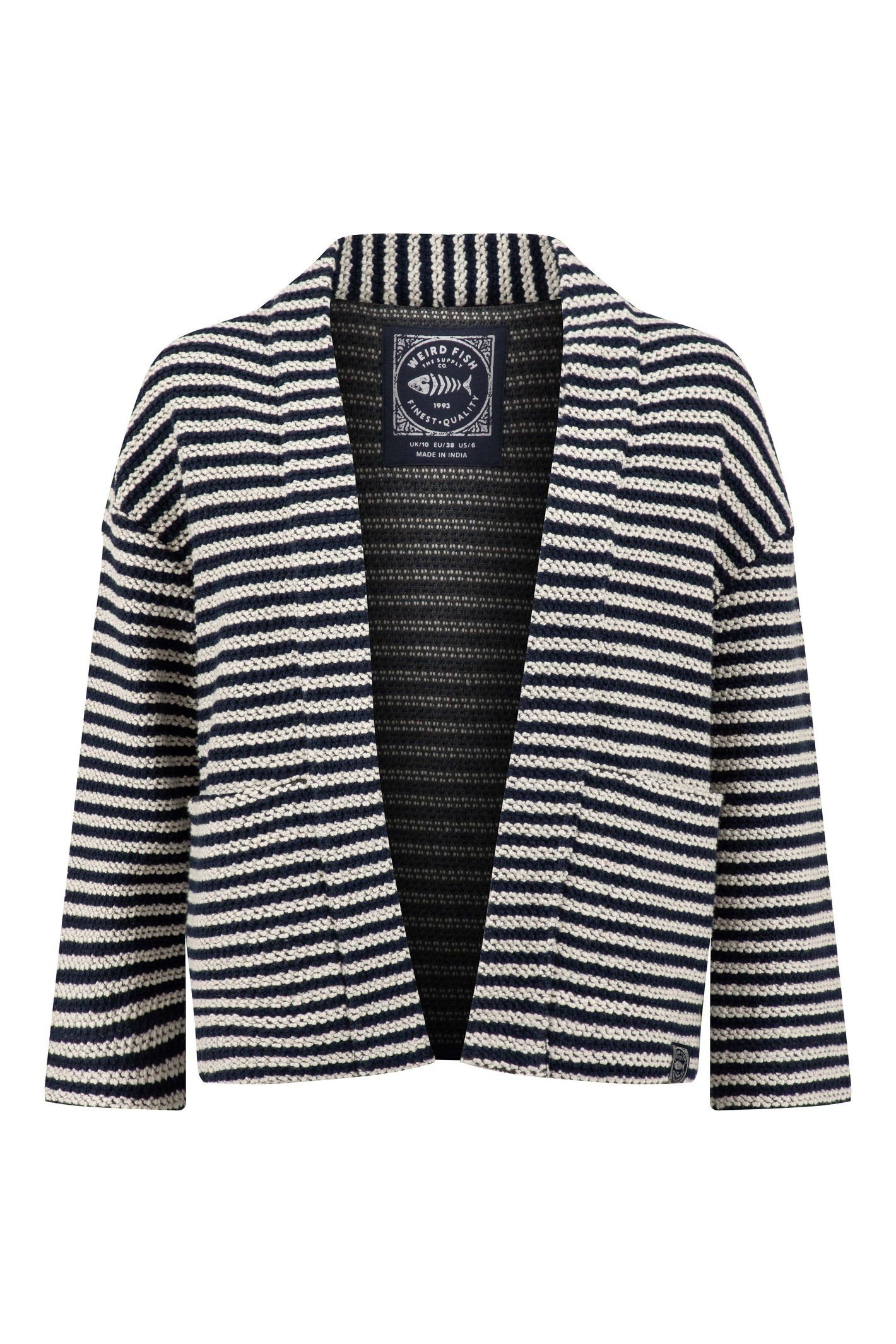 Weird Fish Weird Fish Women's Arlow Striped Macaroni Kimono Cardigan in Ecru - 2