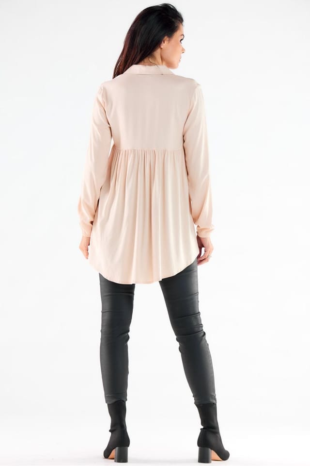 Love Lace Love Lace Women's Elegant Long Sleeve Shirt with Extended Back in Beige - 3