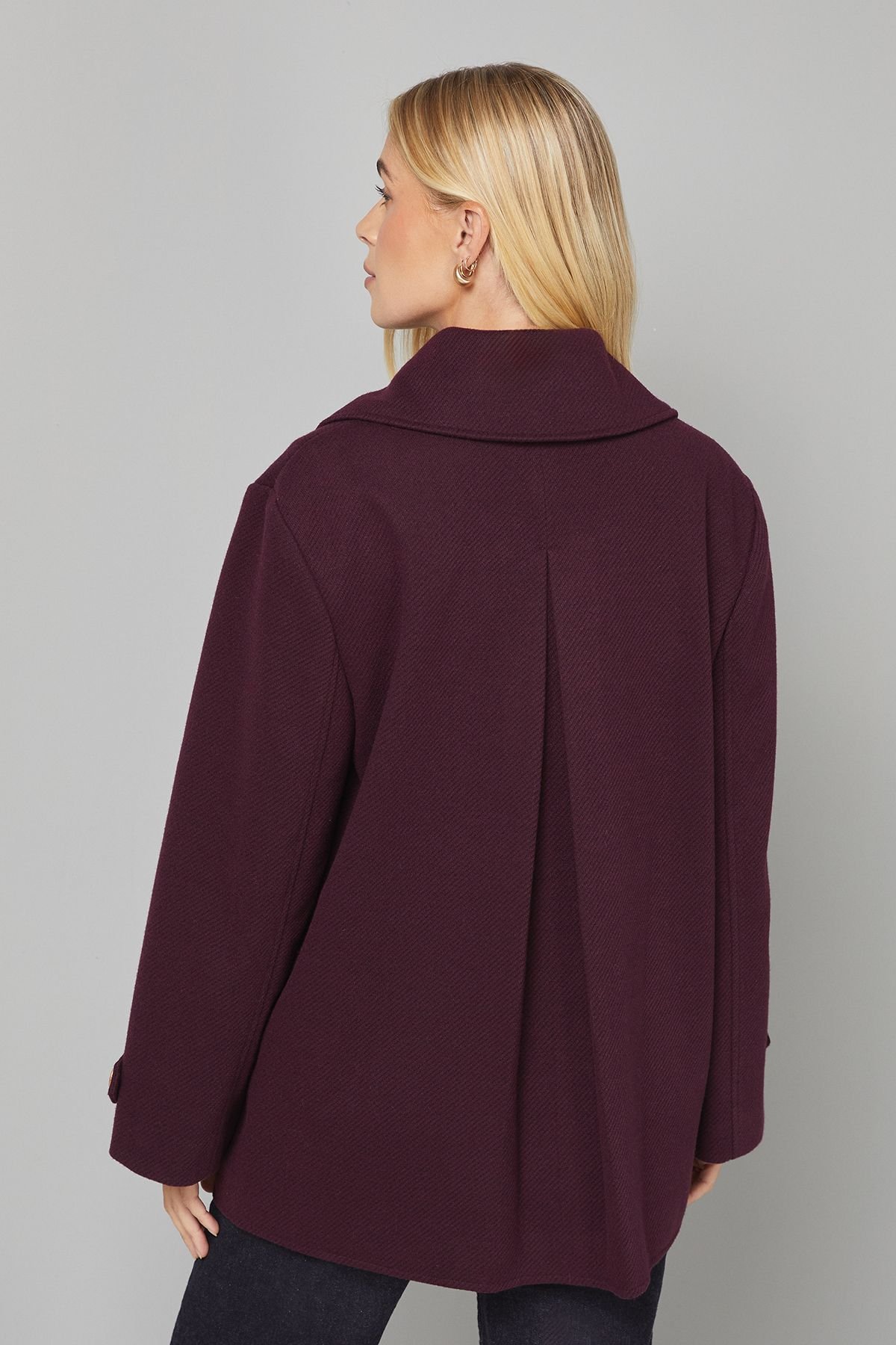 Wallis Wallis Women's Petite Mid Length Double Breasted Coat in Berry - 3