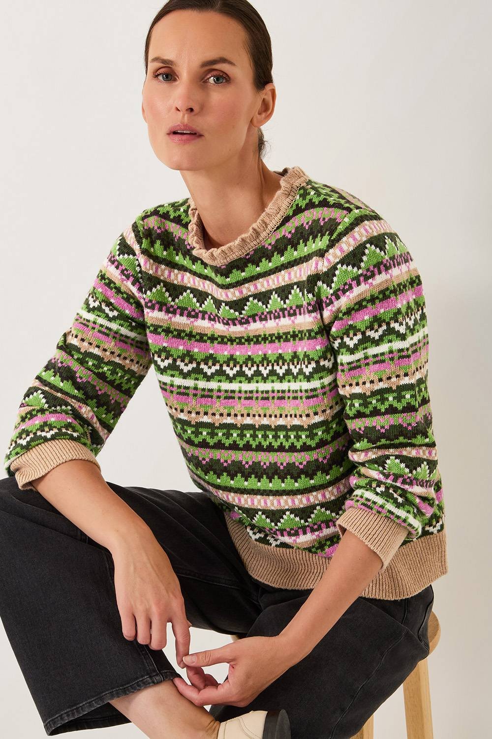 Monsoon Monsoon Women's Fira Fair Isle Jumper Green - 2