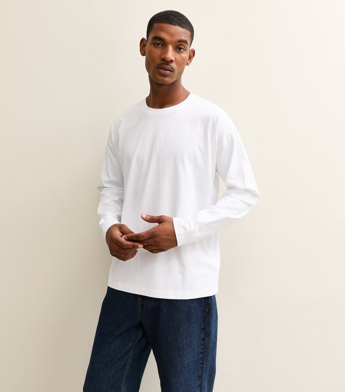 New Look New Look Men's White Oversized Long Sleeve Top