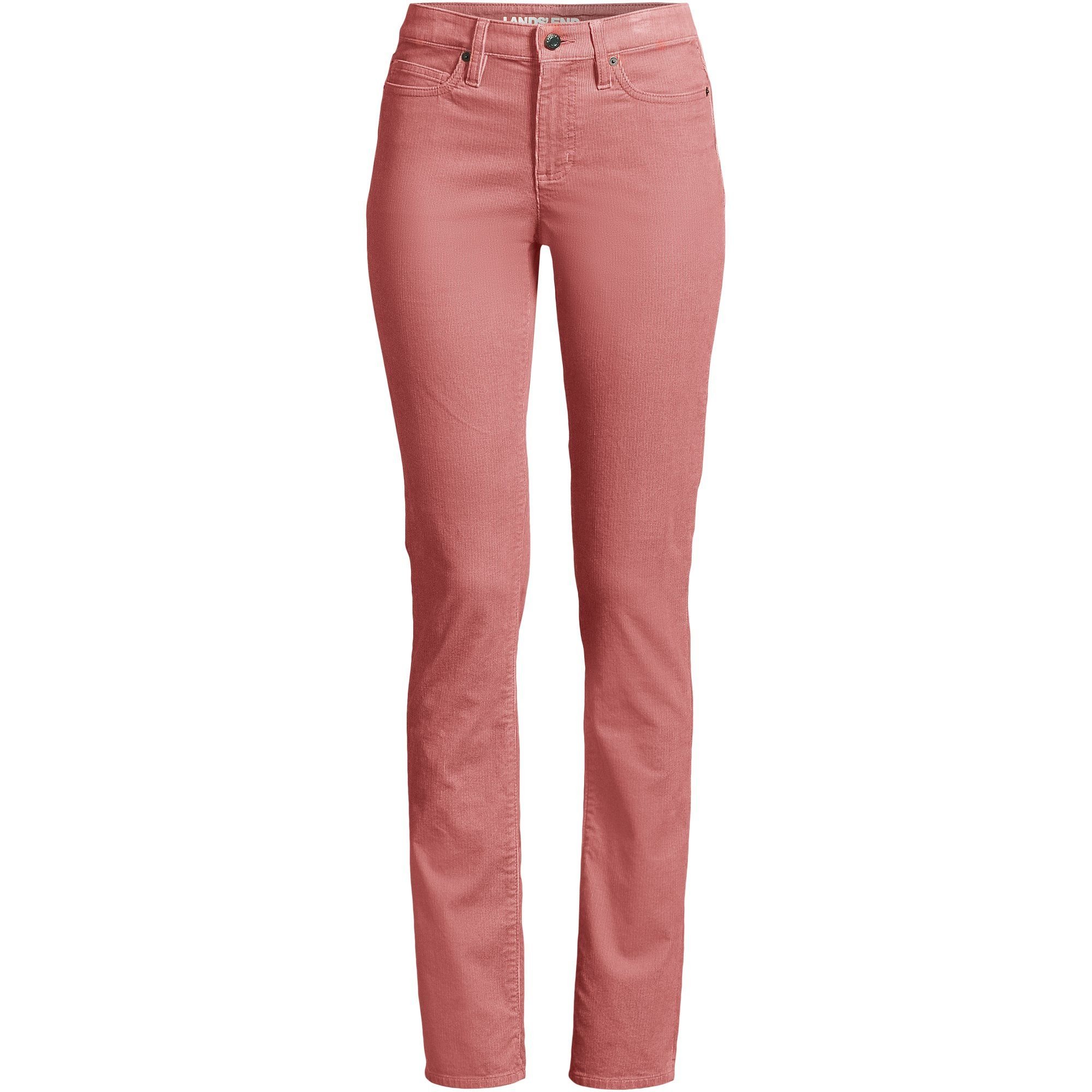 lands end Lands' End Women's Petite Straight Leg Stretch Cord Jeans, Mid Rise in Dusty Pink - 3