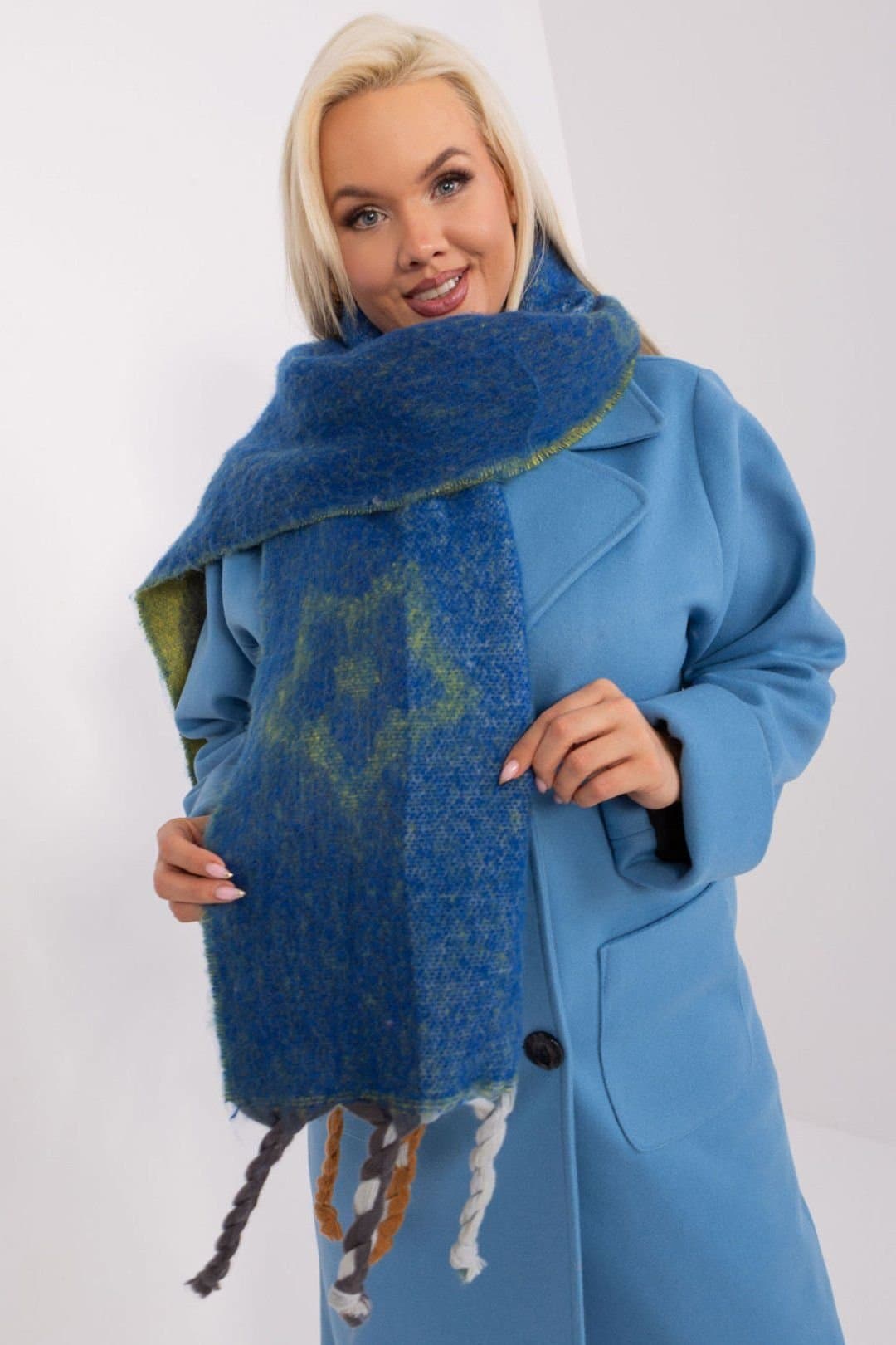 Love Lace Love Lace Women's Autumn Winter Striped Tassel Long Scarf in Soft Polyester in Blue