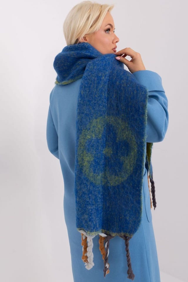 Love Lace Love Lace Women's Autumn Winter Striped Tassel Long Scarf in Soft Polyester in Blue - 3