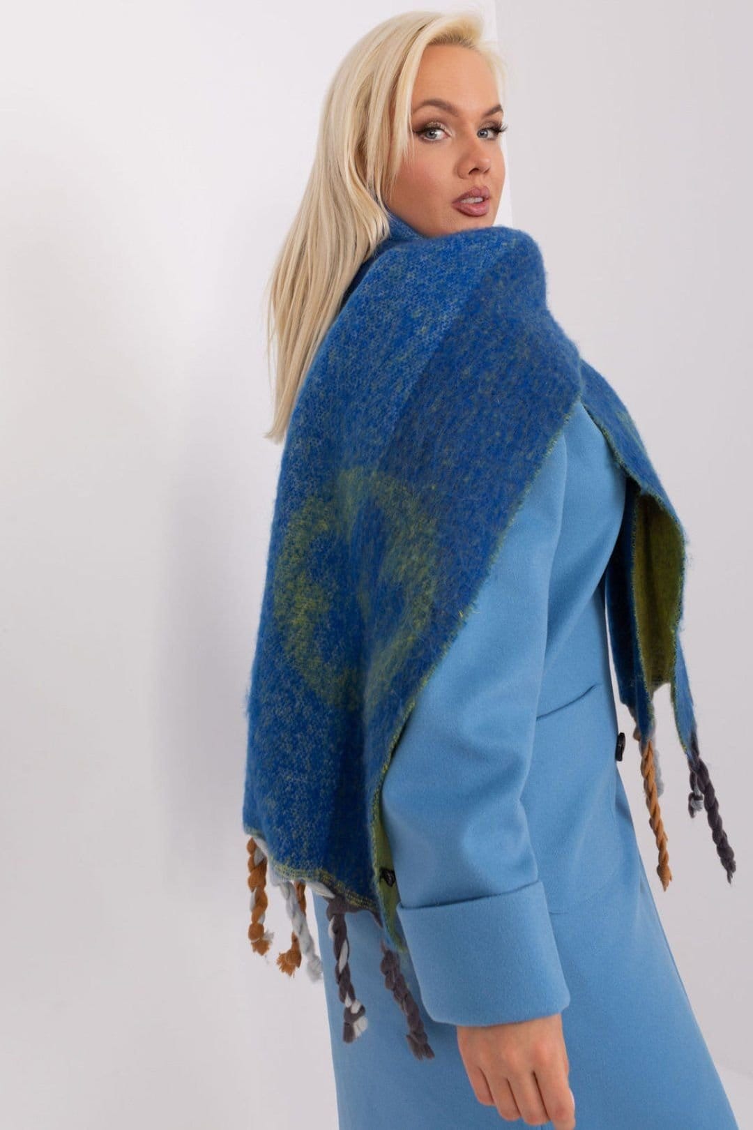 Love Lace Love Lace Women's Autumn Winter Striped Tassel Long Scarf in Soft Polyester in Blue - 4