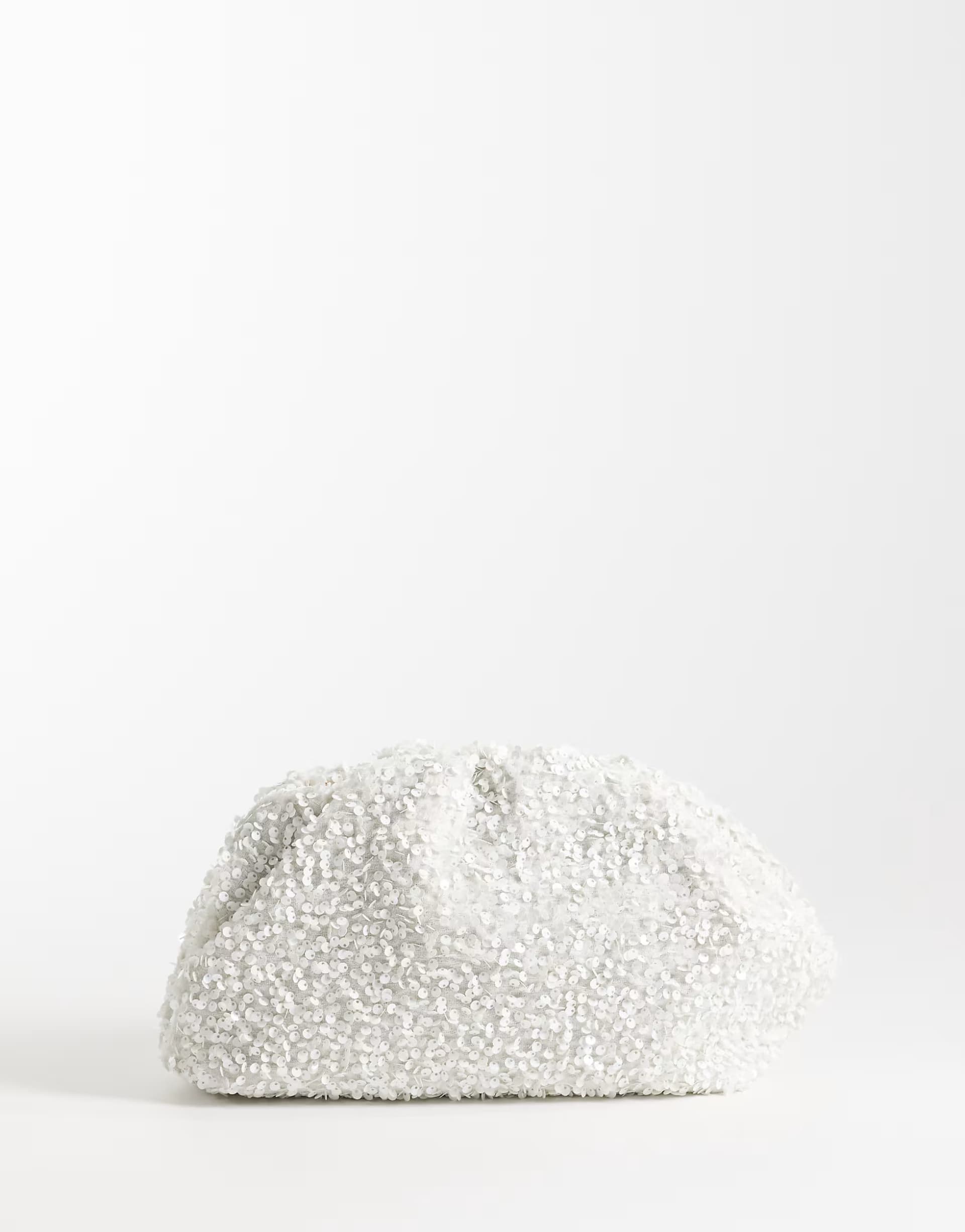 ASOS ASOS Cream Sequin Pillow Clutch