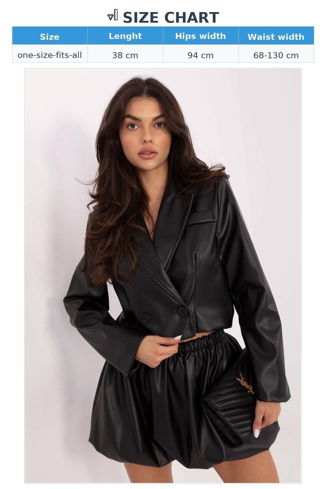Love Lace Love Lace Women's Mini Faux Leather Elastic Waist Skirt in Black - 4