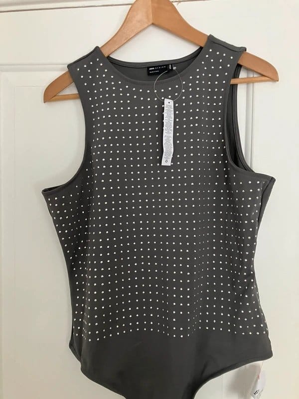 ASOS Grey Sequin Bodysuit