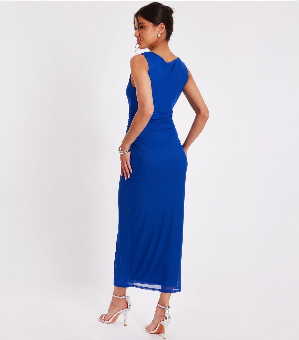 Quiz Women's Dark Blue Mesh Buckle Midaxi Dress Quiz New Look - 4