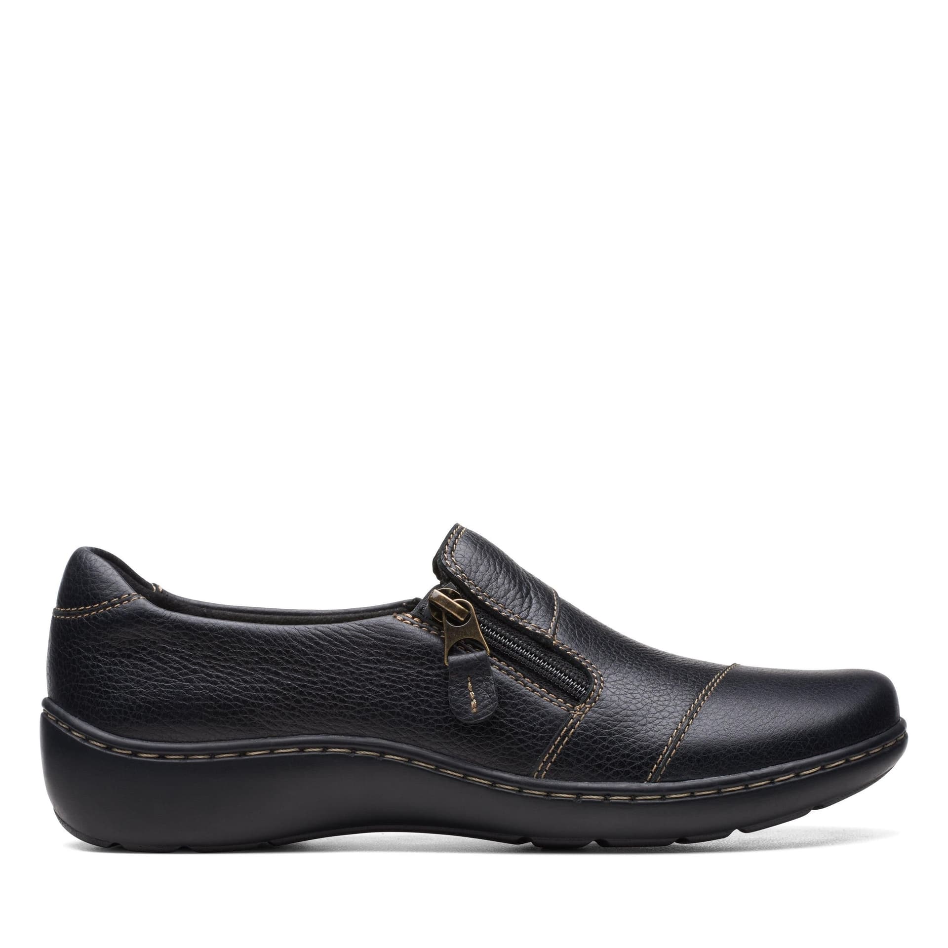Clarks Clarks Women's Cora Harbor Black Leather Slip Ons