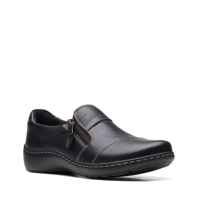 Clarks Clarks Women's Cora Harbor Black Leather Slip Ons - 2