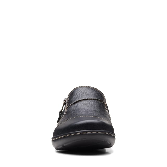 Clarks Clarks Women's Cora Harbor Black Leather Slip Ons - 3