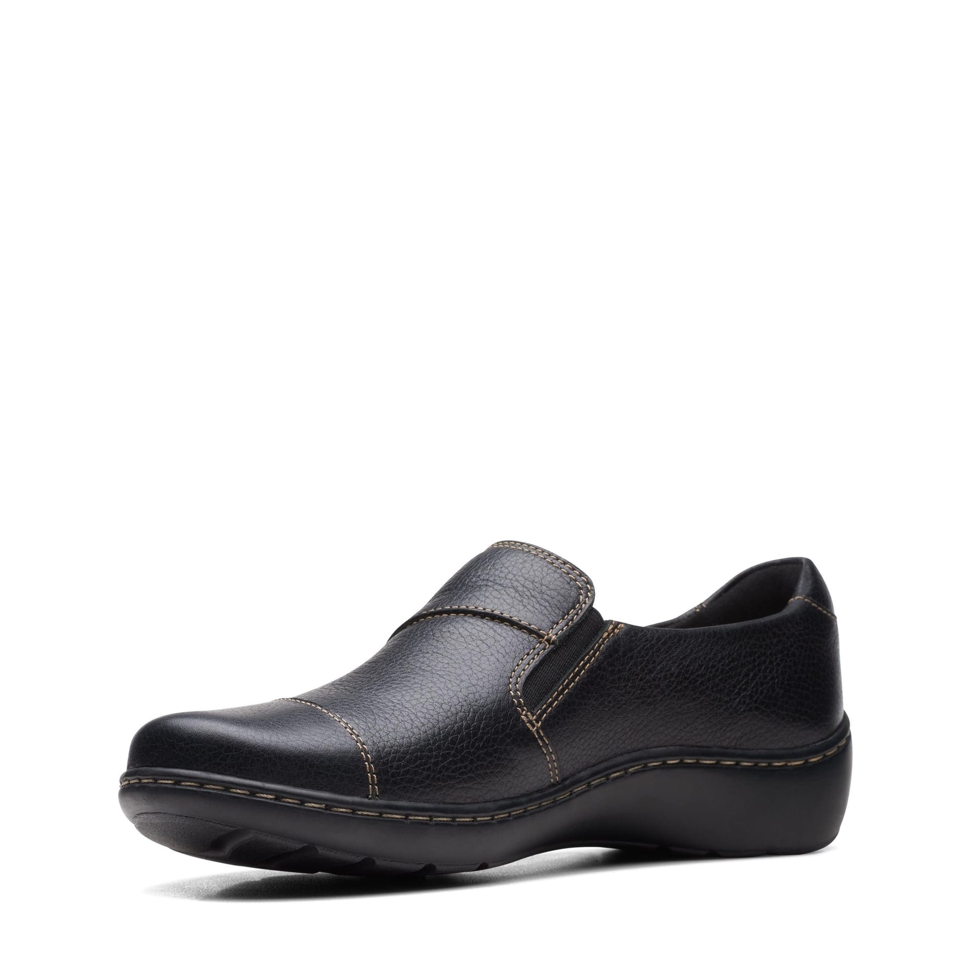Clarks Clarks Women's Cora Harbor Black Leather Slip Ons - 4