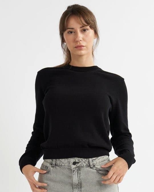 Alse Studio Alse Studio Black Cotton Crew Neck Jumper