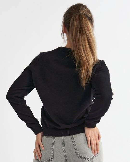 Alse Studio Alse Studio Women's Premium Quality 100% Cotton Crew Neck Long Sleeve Jumper in Black - 2