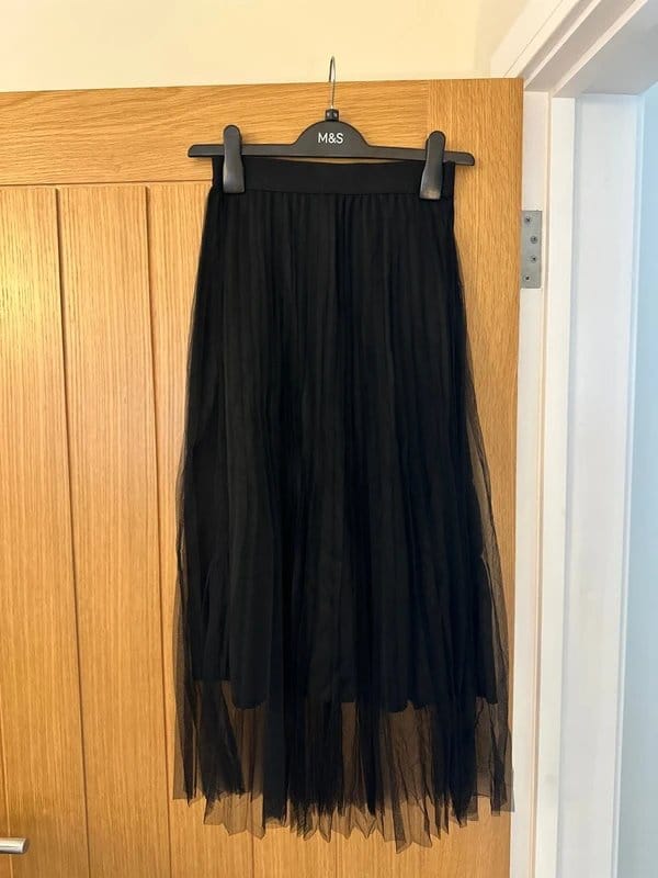 New Look Black Chiffon Pleated Midi Skirt