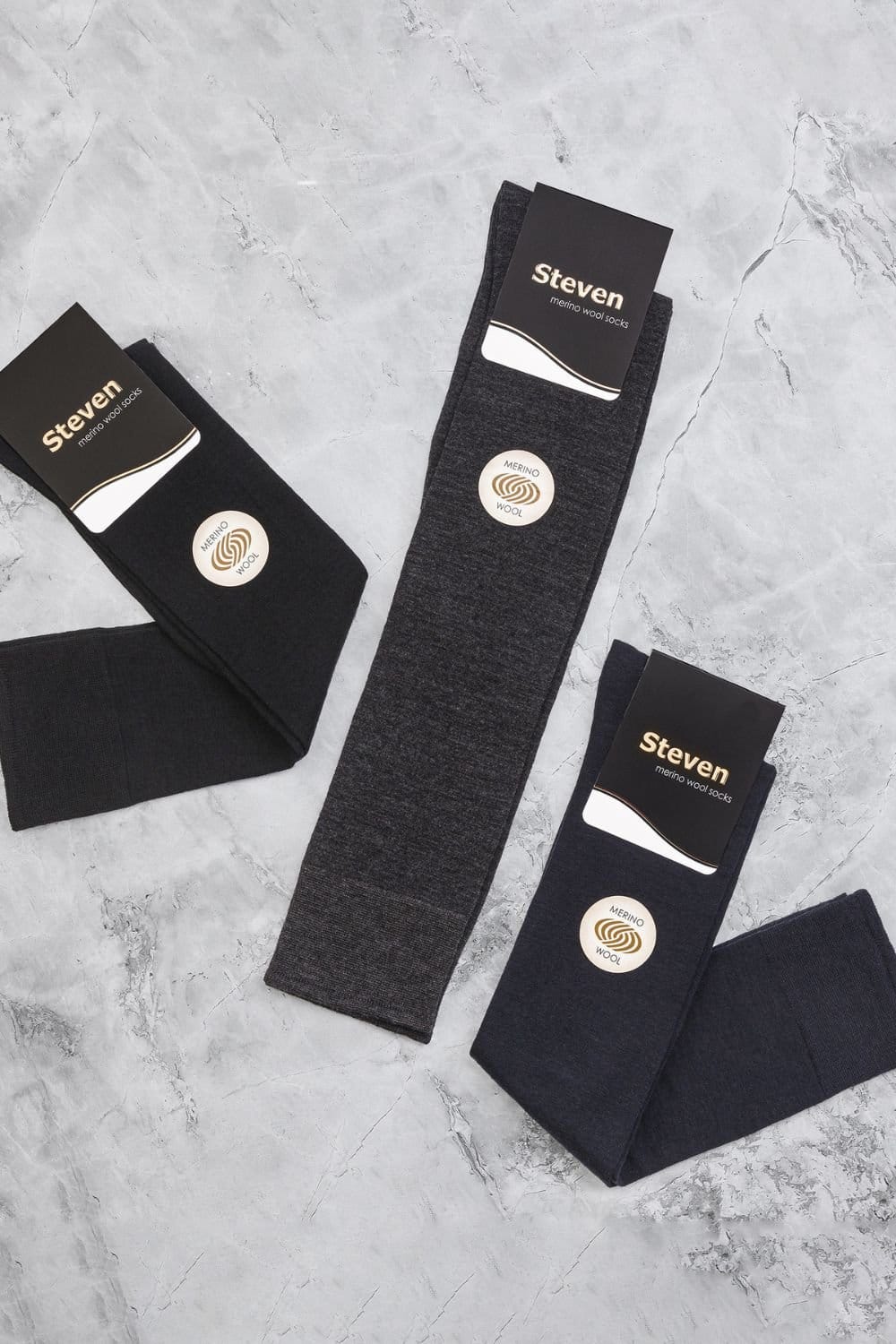 Steven Steven Men's 1 Pack Knee High Long Merino Wool Socks for Winter in Black - 4