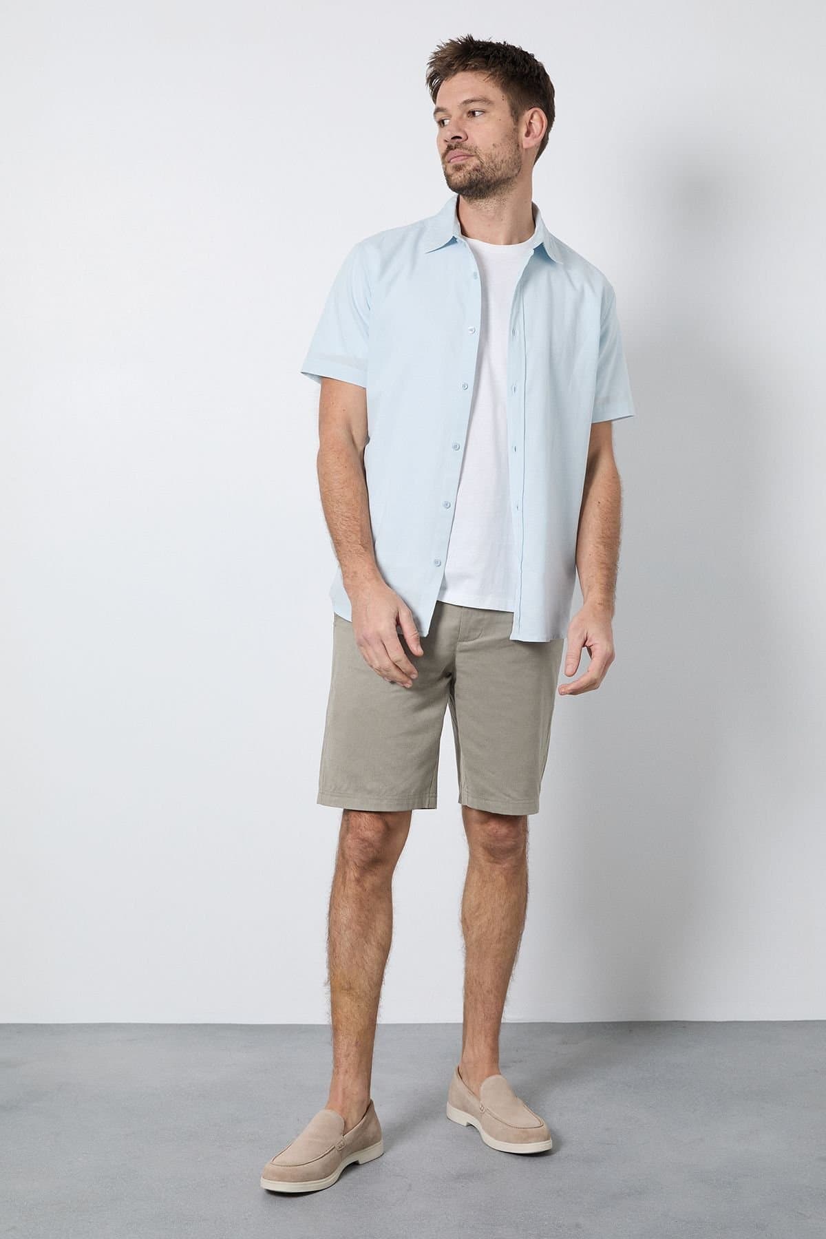 Burton Burton Men's Khaki Cotton Linen Shorts