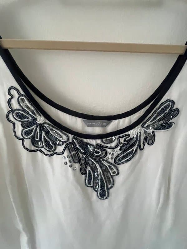 Per Una Per Una White & Black Beaded Sleeveless Dress – UK 18