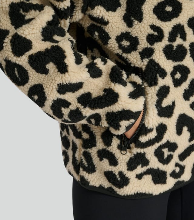 South Beach Women's Brown Leopard Quarter Zip Borg Jacket South Beach New Look - 3