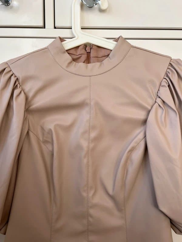 ASOS ASOS faux leather puff sleeve blouse size 4